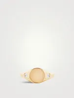 14K Gold Diamond Baguette Signet Ring