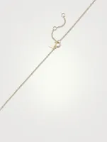 14K Gold Mini Teardrop Choker Necklace With Diamonds