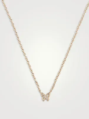 14K Gold Baby Butterfly Necklace With Diamonds