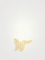 14K Gold Baby Butterfly Stud Earring With Diamonds