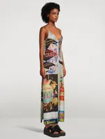 Stella McCartney x Disney Silk Twill Maxi Slip Dress Fantasia Poster Print