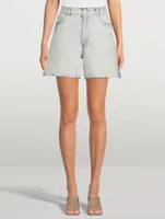 Stella McCartney x Disney Bleached Shadow Spots High-Waisted Long Denim Shorts