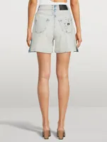 Stella McCartney x Disney Bleached Shadow Spots High-Waisted Long Denim Shorts