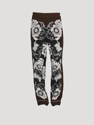 Silk Pajama Pants Floral Print