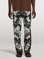 Silk Pajama Pants Floral Print