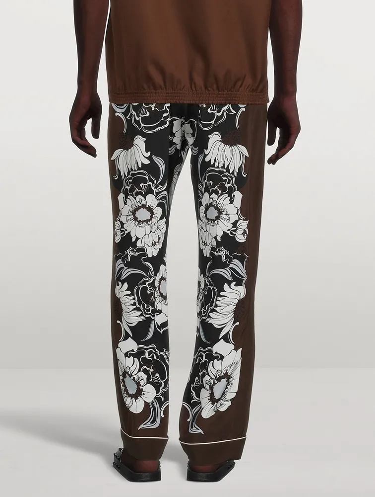 Silk Pajama Pants Floral Print