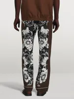 Silk Pajama Pants Floral Print