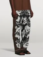 Silk Pajama Pants Floral Print