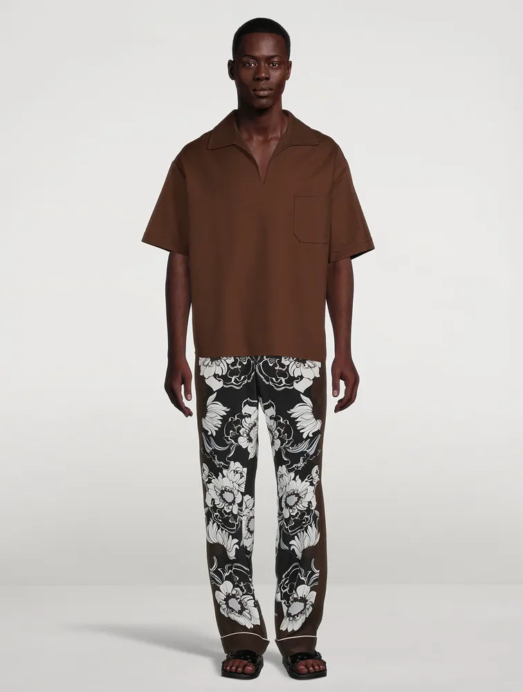 Silk Pajama Pants Floral Print