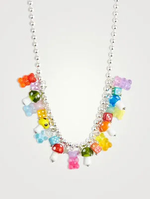 The Gummy Bear And Mushroom Sterling Silver Charm Necklace