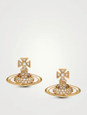 Sorada Bas Relief Pavé Earrings With Pink Crystals
