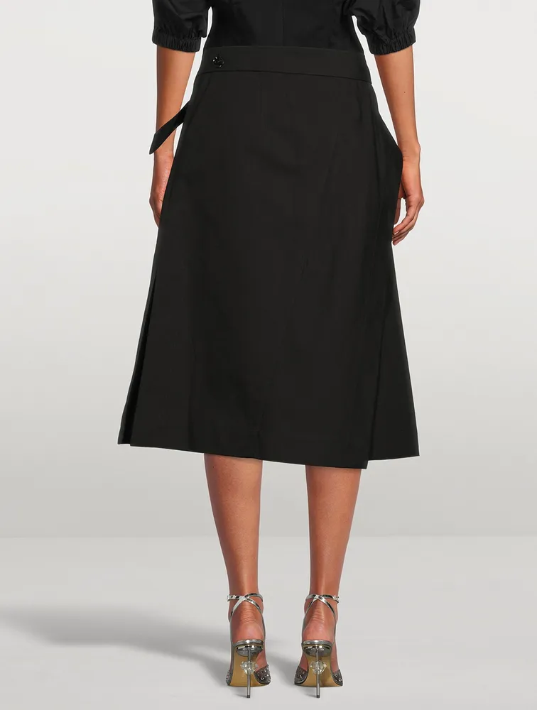 A-Line Structured Cotton Midi Skirt