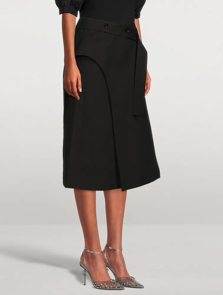 A-Line Structured Cotton Midi Skirt