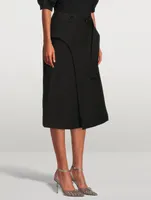 A-Line Structured Cotton Midi Skirt