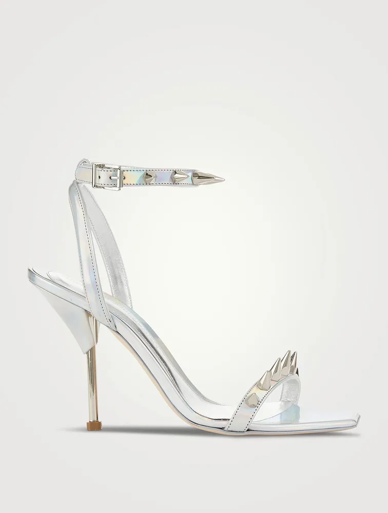 Alexander McQueen Spike High Heel Sandals in Silver Holographic & Silver