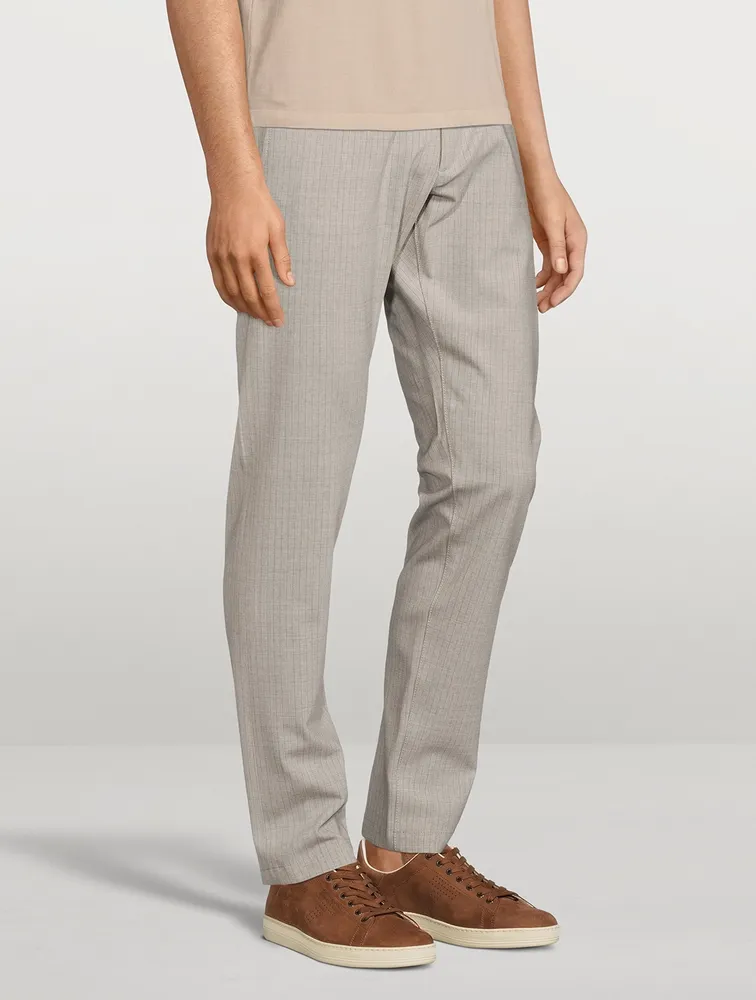 Wool Stretch Pinstriped Jogger Pants