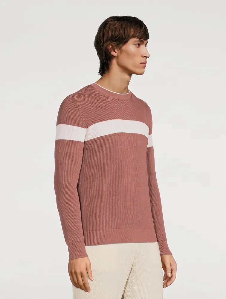 Cotton Sweater With Chest Stripe