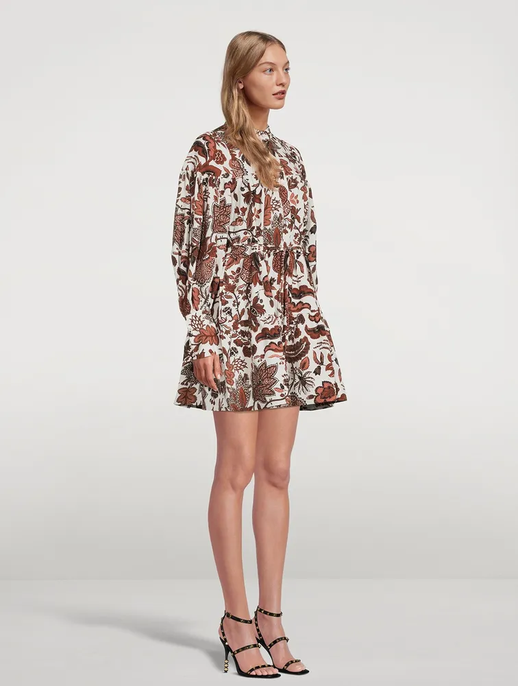 Catalina Tiered Mini Dress Floral Print