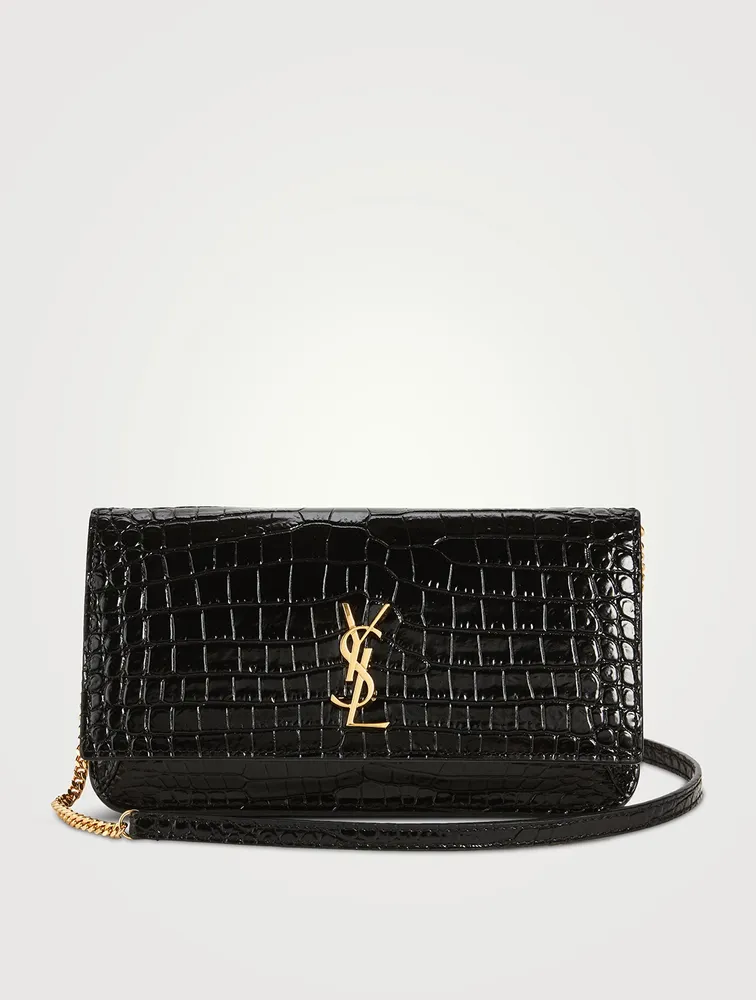 Cassandre Croc-Embossed Leather Crossbody Phone Bag