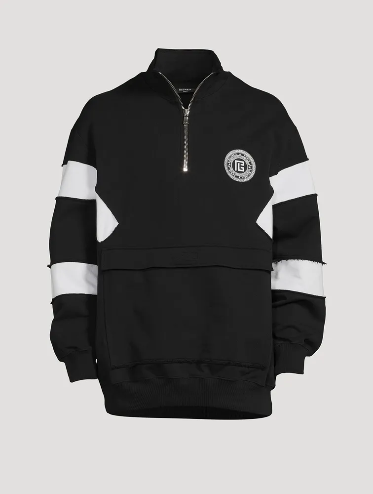 Quarter-Zip Pullover Sweatshirt With Badge