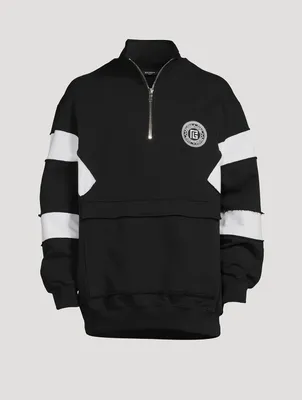 Quarter-Zip Pullover Sweatshirt With Badge