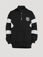 Quarter-Zip Pullover Sweatshirt With Badge