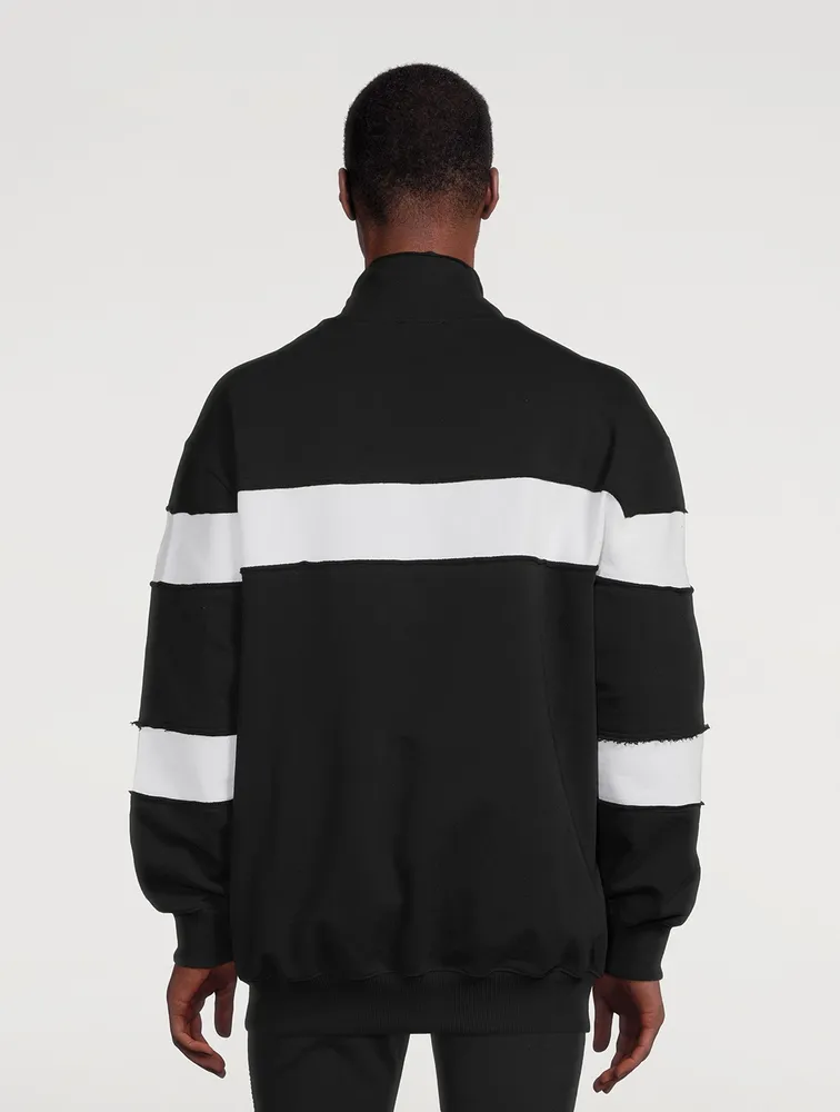 Quarter-Zip Pullover Sweatshirt With Badge
