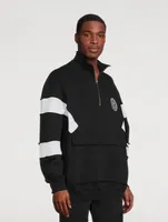 Quarter-Zip Pullover Sweatshirt With Badge