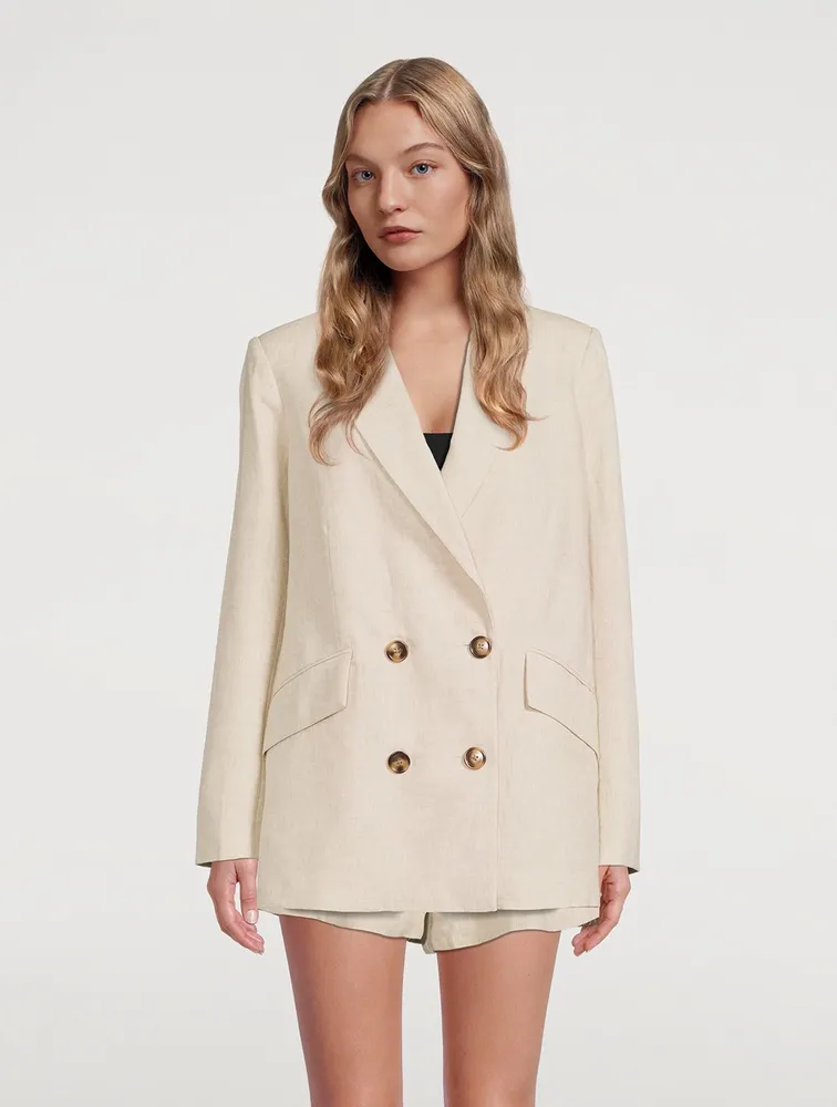 Luna Double-Breasted Linen Blazer
