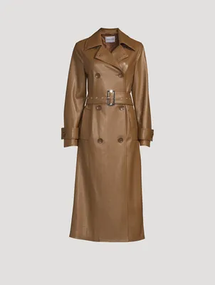 Malou Faux Leather Fitted Trench Coat