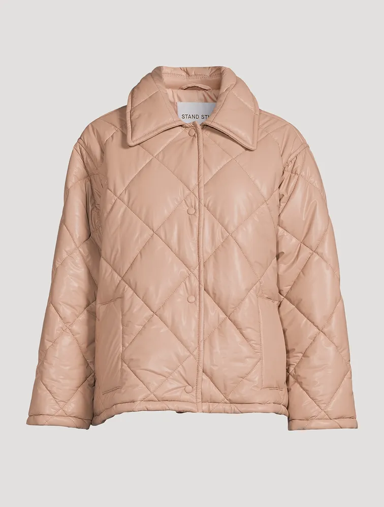Nikolina Faux Leather Short Quilted Jacket