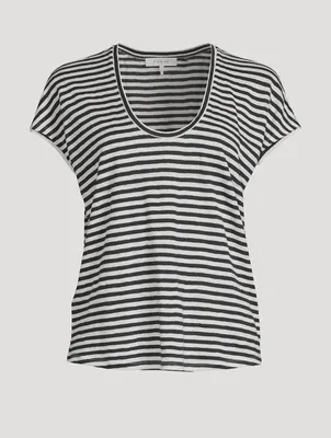 Easy Scoop Linen T-Shirt Stripe Print