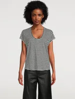 Easy Scoop Linen T-Shirt Stripe Print