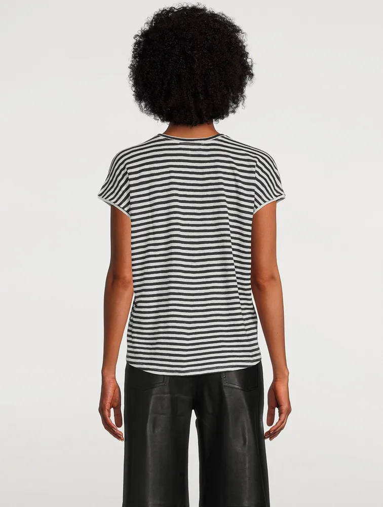 Easy Scoop Linen T-Shirt Stripe Print