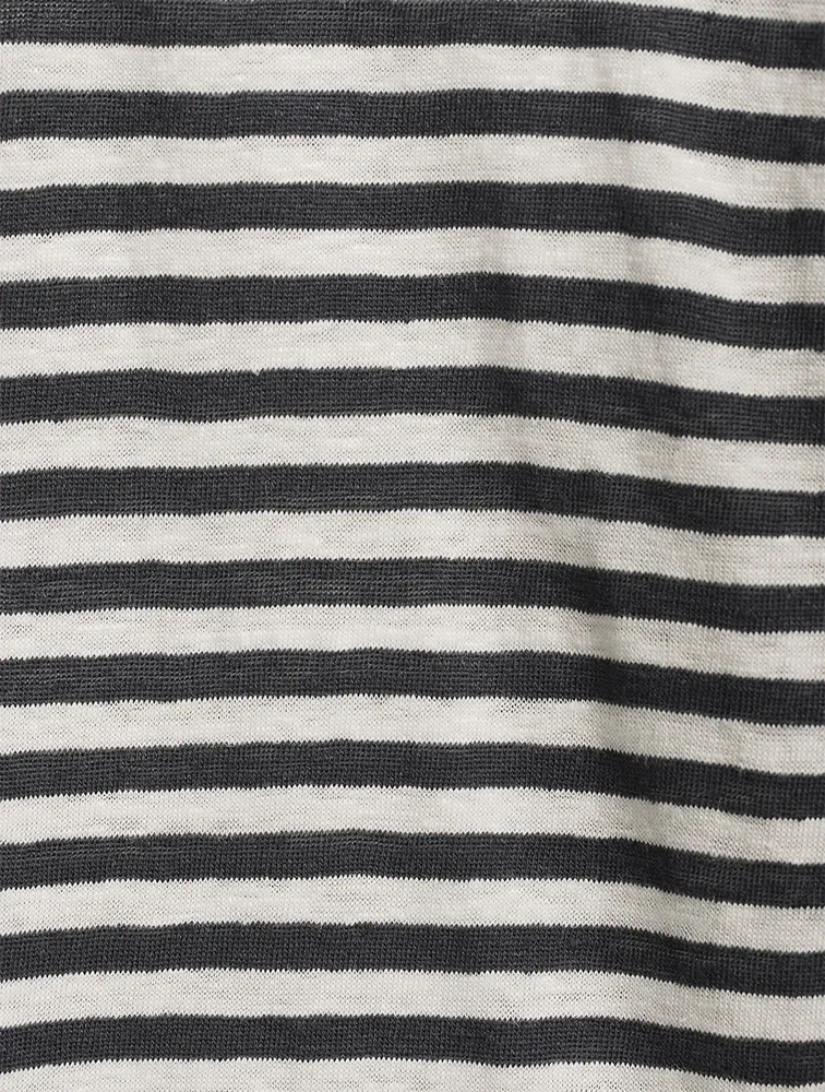 Easy Scoop Linen T-Shirt Stripe Print