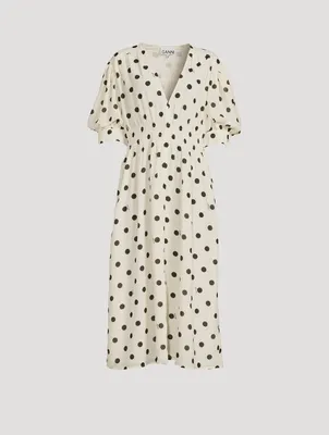 Re-Cut Georgette Smock Dress Polka Dot