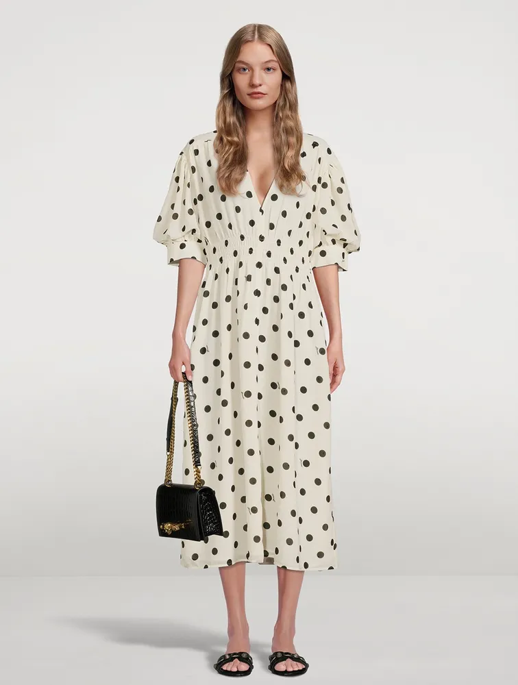 Re-Cut Georgette Smock Dress Polka Dot