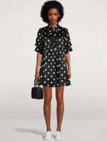 Re-Cut Satin Puff Sleeve Mini Dress Polka Dot