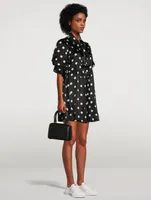 Re-Cut Satin Puff Sleeve Mini Dress Polka Dot