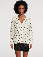 Re-Cut Georgette Flounce Collar Shirt Polka Dot