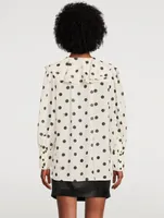 Re-Cut Georgette Flounce Collar Shirt Polka Dot