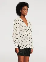 Re-Cut Georgette Flounce Collar Shirt Polka Dot