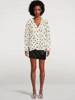 Re-Cut Georgette Flounce Collar Shirt Polka Dot