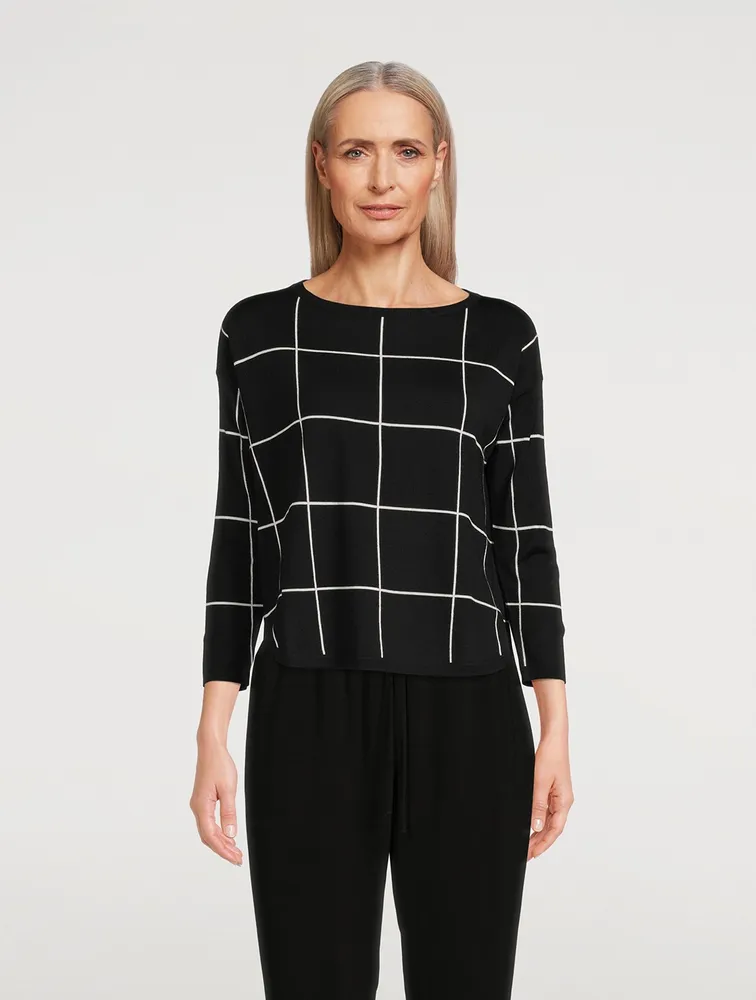 Window Check Jacquard Wool Sweater
