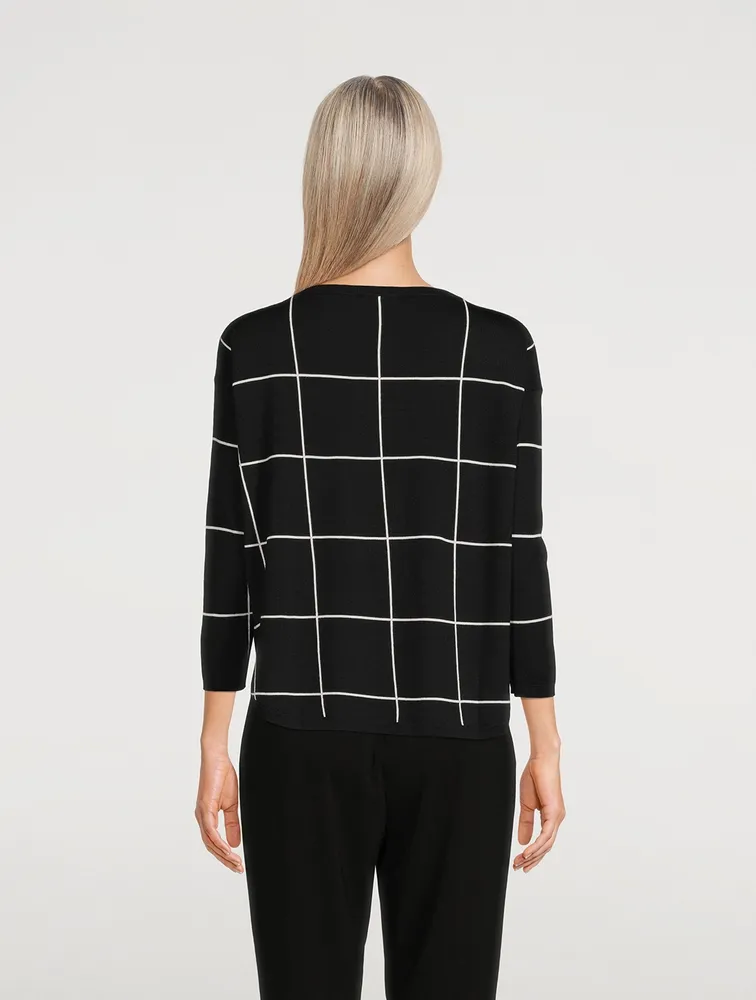 Window Check Jacquard Wool Sweater