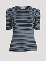 Stripe Jacquard Wool Sweater