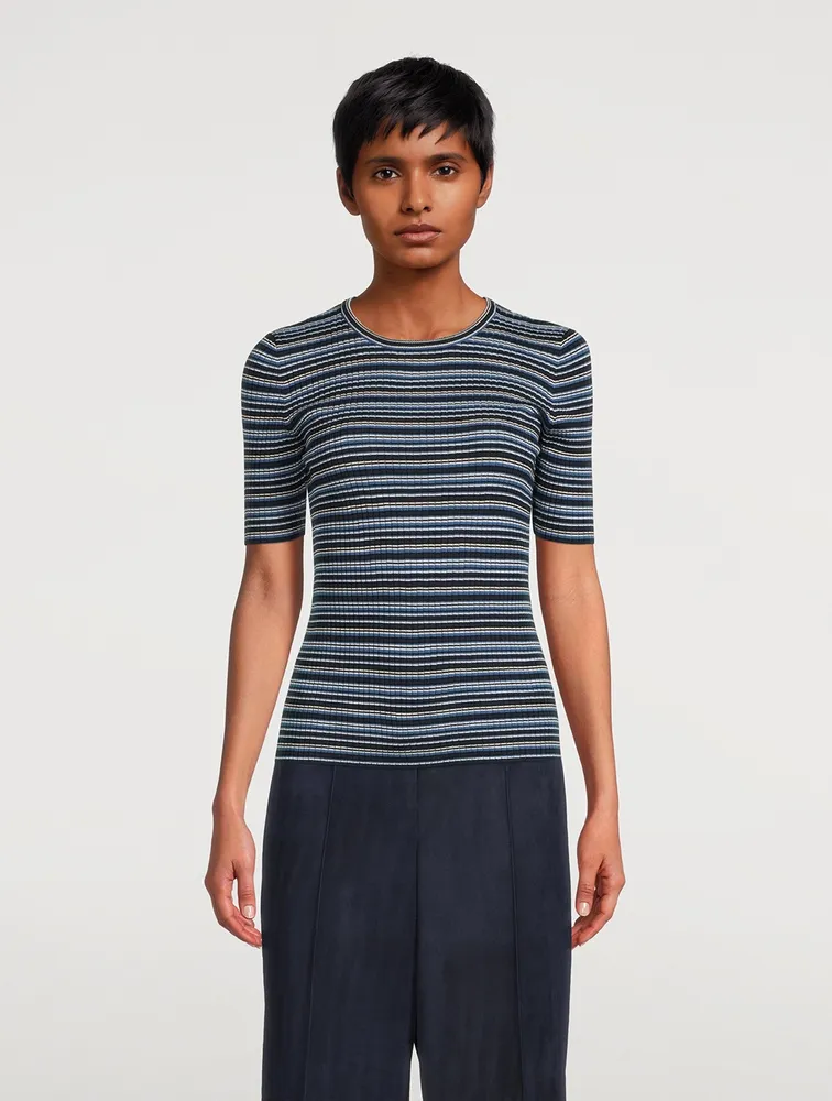 Stripe Jacquard Wool Sweater