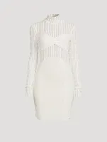 Shadow Stripe Long-Sleeve Mini Dress