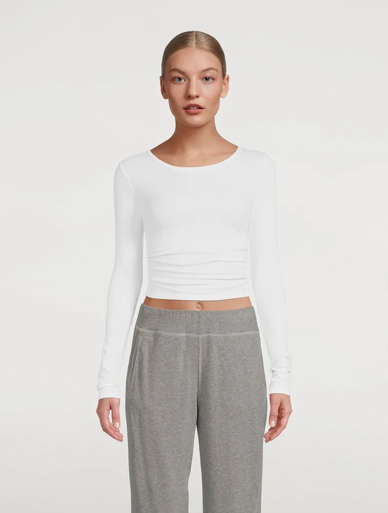 Gather Long-Sleeve Crop Top