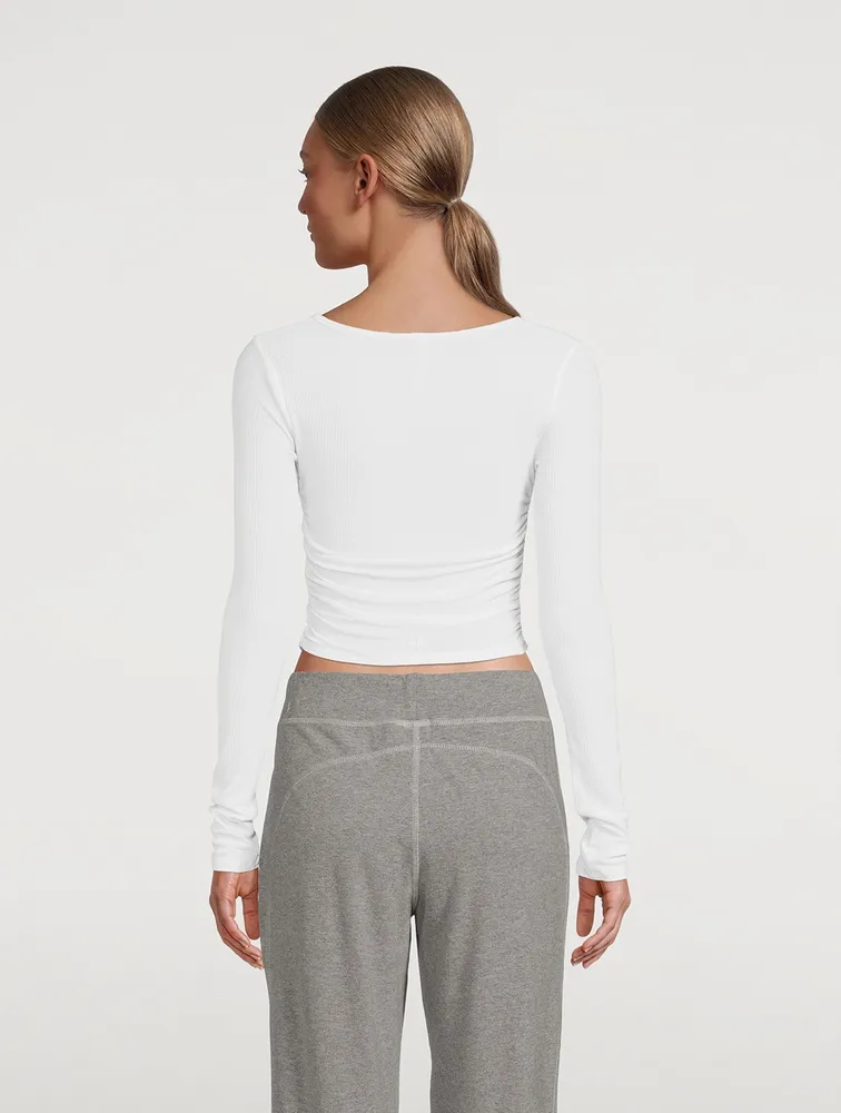 Gather Long-Sleeve Crop Top